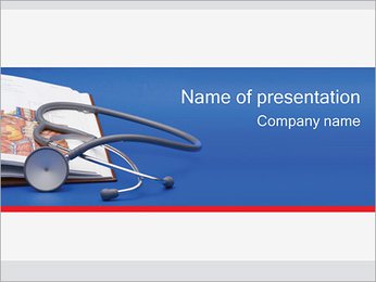 Stethoscope & Medicine Book PowerPoint Template