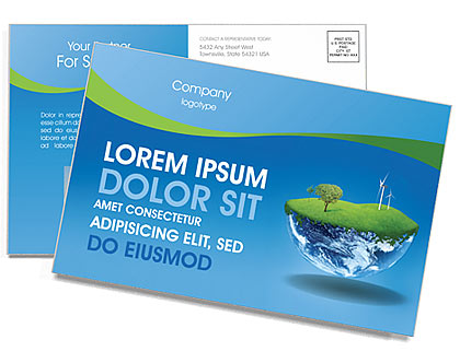 Globe with Wind Turbines Postcard Template