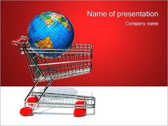Globe in Shopping Trolley PowerPoint Template