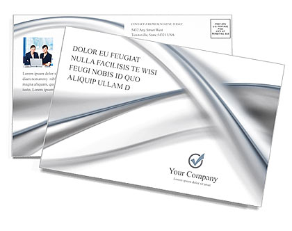 Silver Abstract Waves Postcard Template