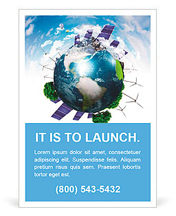 Collage with solar batteries as alternative source of energy Ad Template