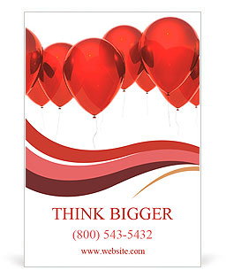 Isolated image of a red balloon over white Ad Template