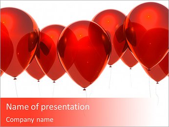 Isolated image of a red balloon over white PowerPoint Template