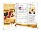 Old American Flag waving over sunset, USA flag for USA Independence Day, USA The Stars and Stripes f Brochure Template