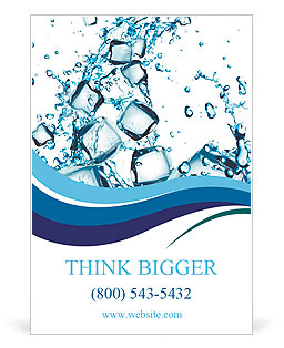 Water splash with ice cubes Ad Template
