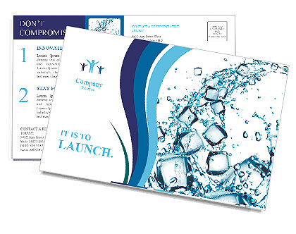 Water splash with ice cubes Postcard Template