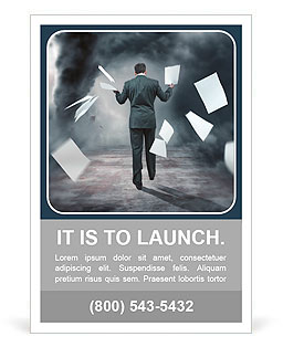 A Businessman Letting go of paperwork in a storm Ad Template