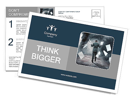 A Businessman Letting go of paperwork in a storm Postcard Template