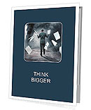 A Businessman Letting go of paperwork in a storm Presentation Folder