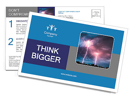 Clouds and thunder lightnings and storm Postcard Template