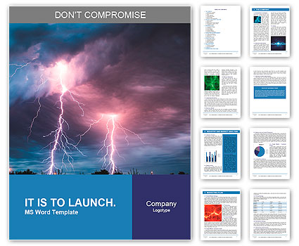 Clouds and thunder lightnings and storm Word Template