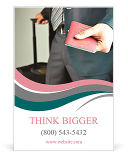 Traveling businessman handing passport Ad Template