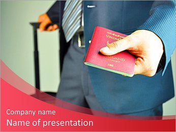 Traveling businessman handing passport PowerPoint Template