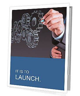 Businessman hand draws gear to success concept Presentation Folder