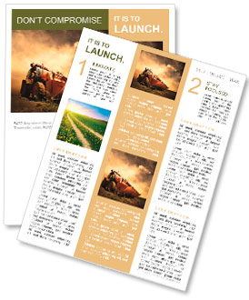 Yellow tractor on golden sunrise sky Newsletter Template