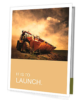 Yellow tractor on golden sunrise sky Presentation Folder
