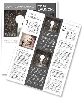 Opened concrete wall in form of a keyhole with drawing business concept Newsletter Template