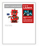 Little happy vintage toy robot holding a hello sign over white background Newsletter Template