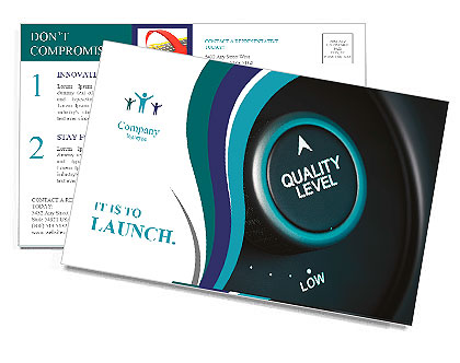 Quality level button with low, medium and high positions, button is positioned in the highest positi Postcard Template