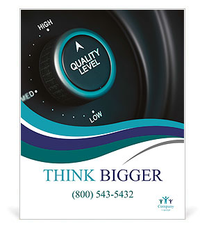 Quality level button with low, medium and high positions, button is positioned in the highest positi Poster Template