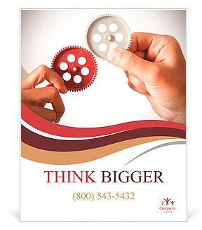 Partnership concept with gear and businessmsn Poster Template
