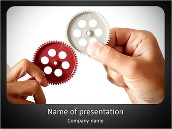 Partnership concept with gear and businessmsn PowerPoint Template
