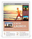 Man running on the beach at sunset Flyer Template