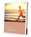 Man running on the beach at sunset Presentation Folder