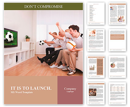 Jubilant family watching television as they cheer on their home side in a sporting competition Word Template