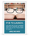 Closeup of reading glasses on the book. shot in the library Ad Template