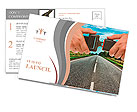 Hands button safety belt on the background of the road Postcard Template