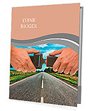 Hands button safety belt on the background of the road Presentation Folder