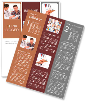 Doctor talking to her male patient at office Newsletter Template