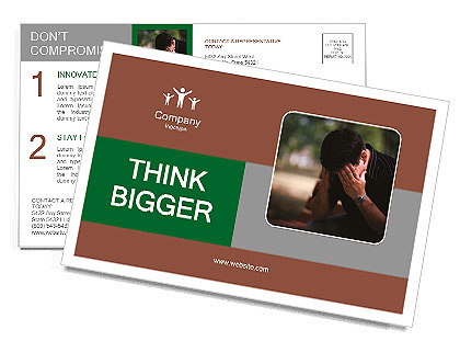 Stressed man. emotion portrait Postcard Template