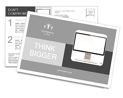 Computer monitor with white blank screen isolated on white background Postcard Template