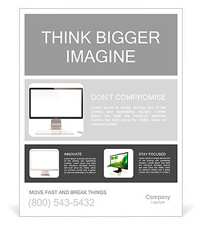 Computer monitor with white blank screen isolated on white background Poster Template