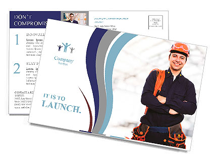 Portrait of an happy worker Postcard Template