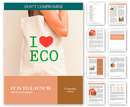 Big flax eco bag "I love eco" Word Template