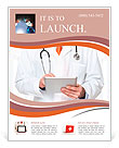 Doctor at hospital working on a digital tablet Flyer Template