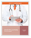 Doctor at hospital working on a digital tablet Word Template