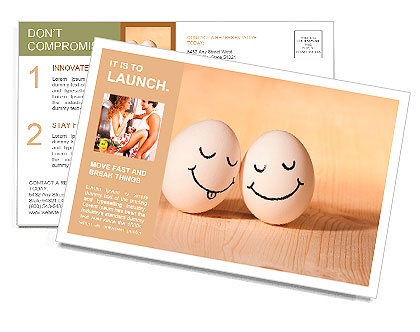 Two eggs with drawn smiley faces Postcard Template
