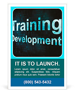 Education and learn concept: pixelated words Training Development on digital screen, 3d render Ad Template