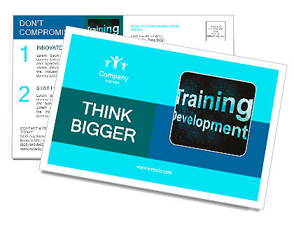 Education and learn concept: pixelated words Training Development on digital screen, 3d render Postcard Template