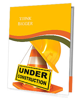Helmet for builder worker. Traffic cones. Under construction sign. Icon isolated on white background Presentation Folder