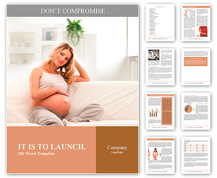 Young attractive pregnant woman on the sofa isolated on white Word Template