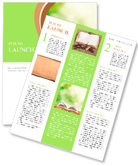 Open book on wood planks over abstract light background Newsletter Template