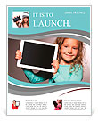 Happy child with tablet computer. Kid showing Flyer Template