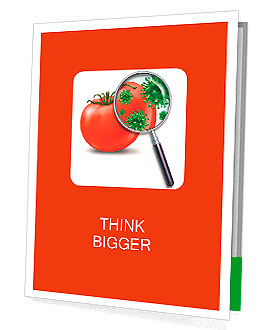 Food safety and inspection symbol with a magnifying glass looking closely at a virus bacterial infec Presentation Folder