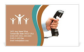 Human hand holding vintage telephone, isolated on white with copy space Business Card Template