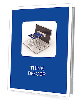 E-commerce. Laptop and credit card on white isolated background. 3d Presentation Folder